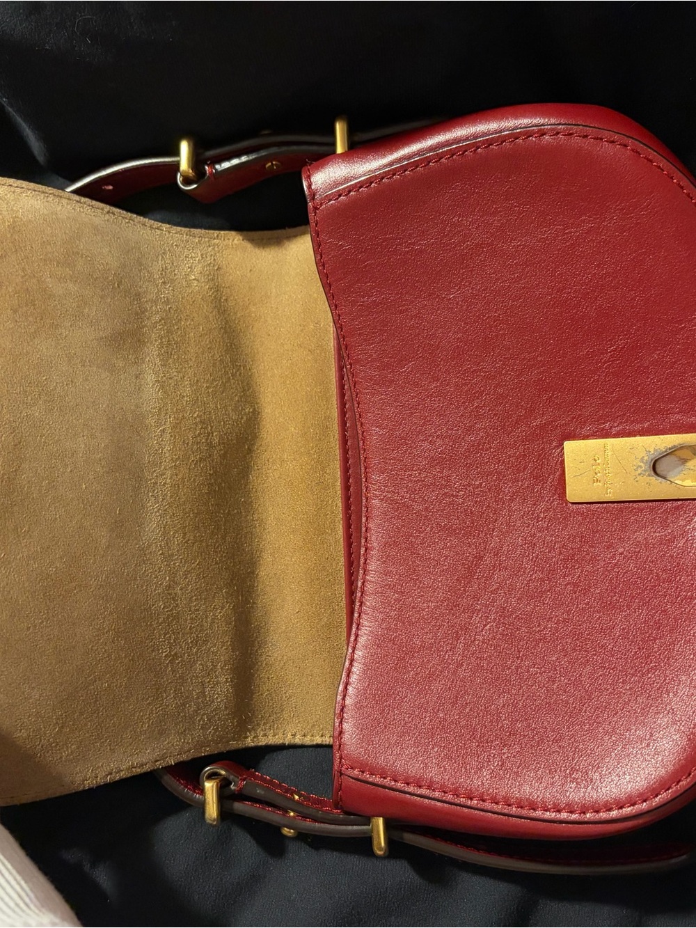 Ralph Lauren Red Leather Saddle Crossbody Bag - Picture 4 of 6
